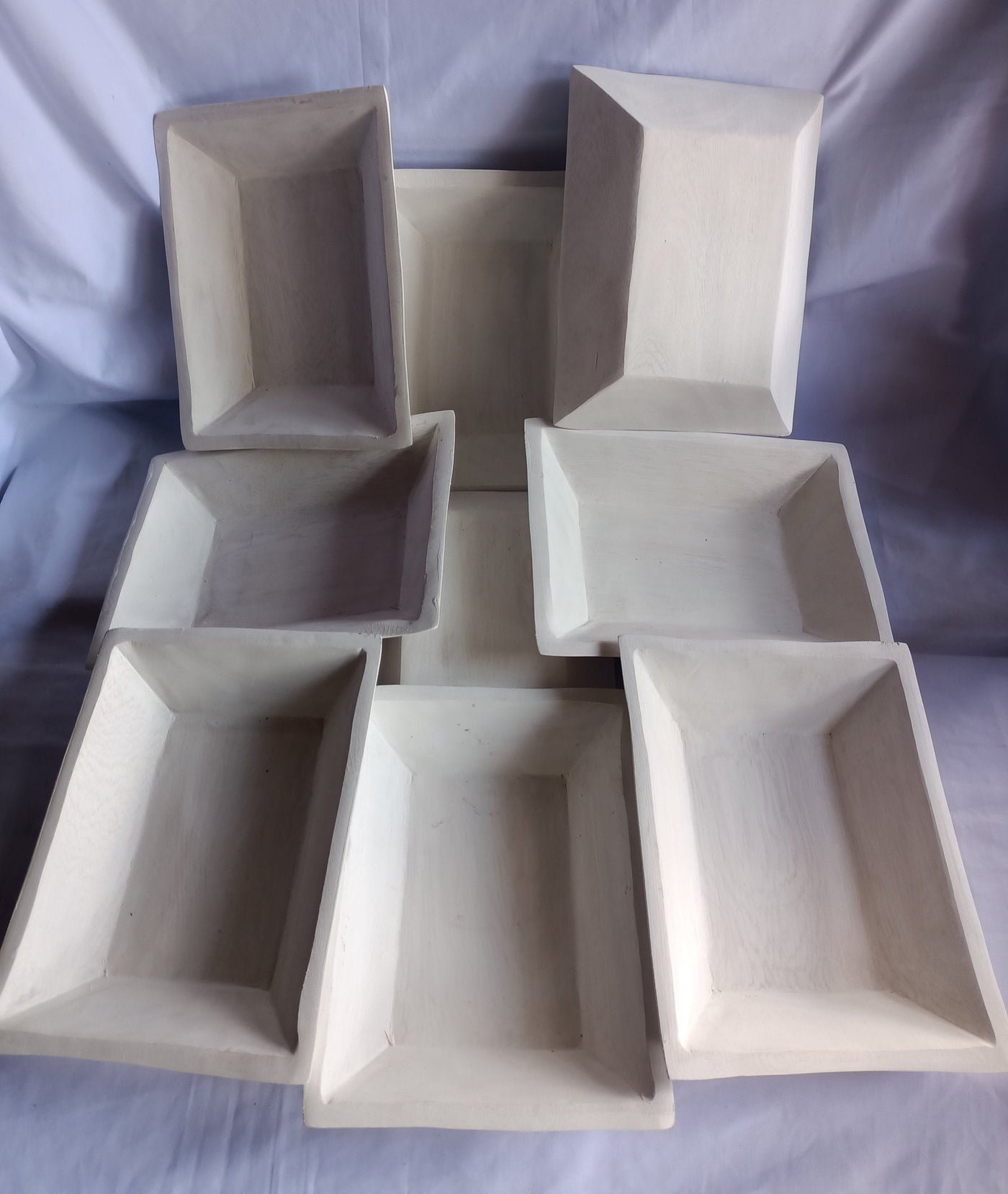 Wholesale.Unique Handcarved White Dough Bowls set of 10. Coloured Wooden multiple wick Candle Display Bowls. Fast Shippingng Bowls worldwide