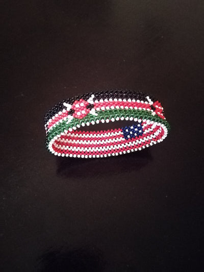 Wholesale United States Flag. Personalized Name Beaded Bracelet. Kenya/American Flag Colours. Handmade Patriotic Custom word Bracelet.