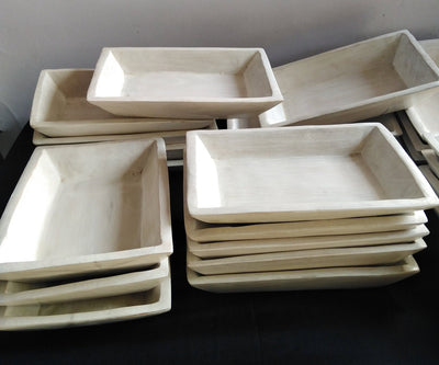 Wholesale.Unique Handcarved White Dough Bowls set of 10. Coloured Wooden multiple wick Candle Display Bowls. Fast Shippingng Bowls worldwide