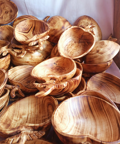 Wholesale Supply. Handcarrved Wooden Peach Shaped Easter Bowls with a Branch and two Leaves. Apple Dough Bowls set of 10. Farmhouse Decor