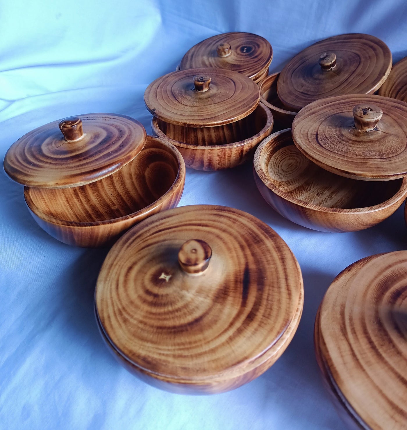 Wholesale Supply!  5 inches Round Machine cut wooden Dough Bowls with Lids set of 10. DIY Candle Making Kit. Farmhouse Decor Gift bowls