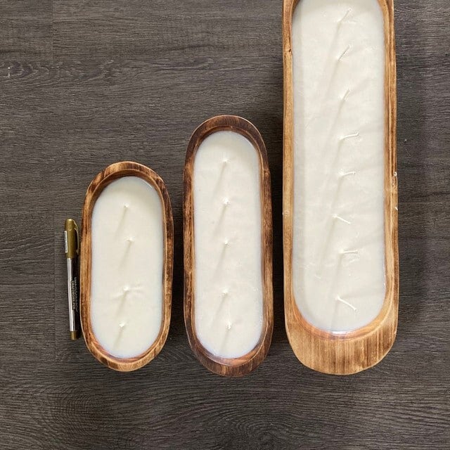 Large Wooden Candle Pour Bowl wax vessel wood Stained Farmhouse Decor Outdoor baguette dough Bowl Bulk sale qtty 4 Gift Bowl for Mum Custom