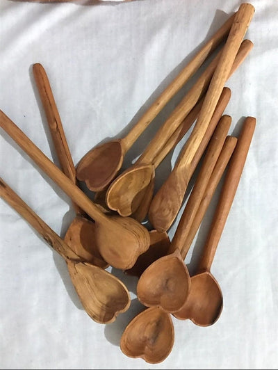 Wholesale Handmade Wooden Heart Cooking Spoons set of 4. Lovers Heart olive wood serving spoons.Mothers personalised Gifts.Valentines Deals