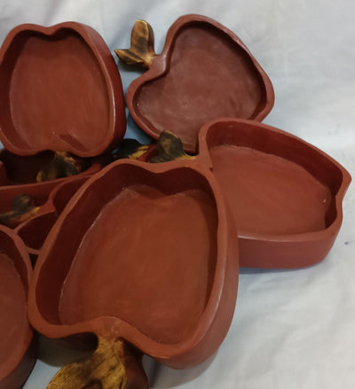 Handmade Apple Dough Bowls set of 5. Wholesale Supply Candle Ready Apple Bowls 7"X6"x2".DiY Candle Pour .Gift items.Candle makers Decor