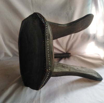 Kenyan Beaded 8 sided Senufo stool. Akamba Tribe 3 legged Senufo Stool. Traditional  Tribal stool. Decorative any occasion Stool.