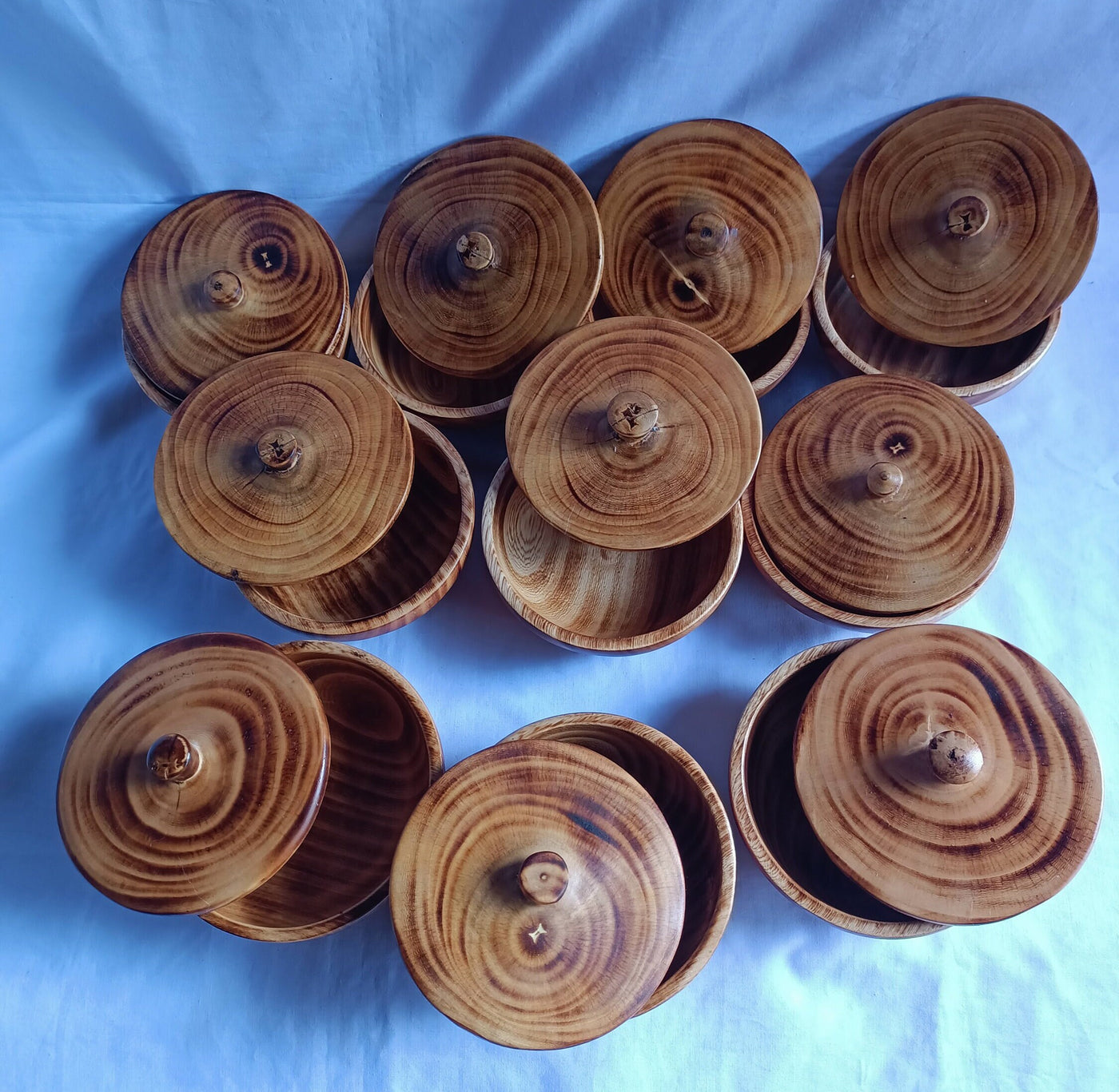 Wholesale Supply!  5 inches Round Machine cut wooden Dough Bowls with Lids set of 10. DIY Candle Making Kit. Farmhouse Decor Gift bowls