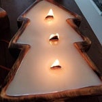 Medium Artisan Crafted Christmas tree candle Dough Bowls Qty 5 eco friendly reclaimed wood Festive Farmhouse Decor Bowls Cute Bulk Vessels