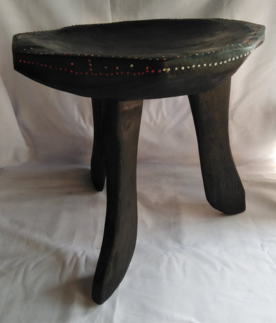 Kenyan Beaded 8 sided Senufo stool. Akamba Tribe 3 legged Senufo Stool. Traditional  Tribal stool. Decorative any occasion Stool.
