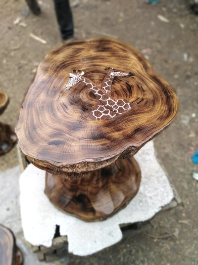 Antique wooden stump Table or Stool For Modern Homes,Outdoor or Indoor Crafts and Art work. Animal painted Table Christmas Gift.