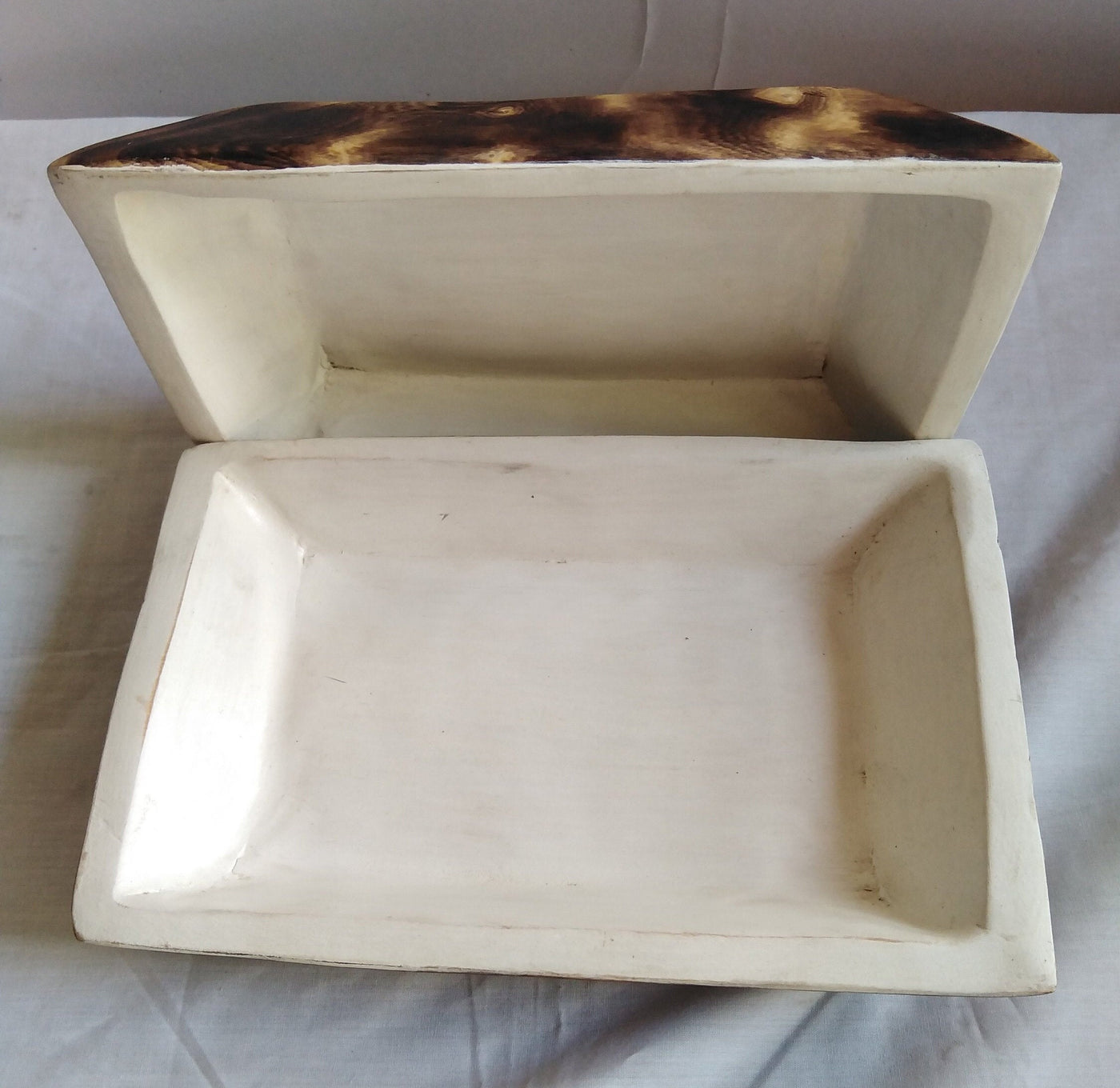 ONSALE.WHOLESALE. Handcarved Wooden Candle Dough Bowls Set of 8 Stained wood  Bowls-white Paint Inside. Unique Decor Display Bowls Bulk .