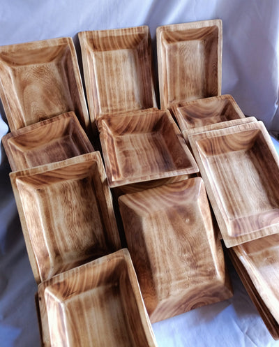 CLEARANCE SALE! WHOLESALE. A Set of 6 Rectangular wooden Dough Bowls 9*7*1.5 .Candle Wax fill Bowls. Farmhouse Decor Items.Diy Art Designs
