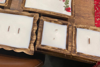 Small Wooden Handmade 5" Square Candle Dough Bowls Set of 10.Modern Farmhouse Decor Bowl Candle fill vessel Rustic wood Bowl Christmas Gift