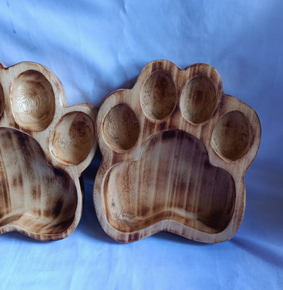 Wholesale Supply Beautiful Hand carved Dog Paw Bowls for Candle set of 4 Pawsome  wooden Candle Bowls/Rustic Home Decor/Boho paw Decor Gift