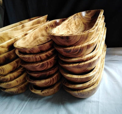 New Wholesale Large Wooden Candle Pour Bowl Huge wax vessel wood Stained Farmhouse Decor Outdoor Heavy baguette dough Bowl Bulk sale qtty 2