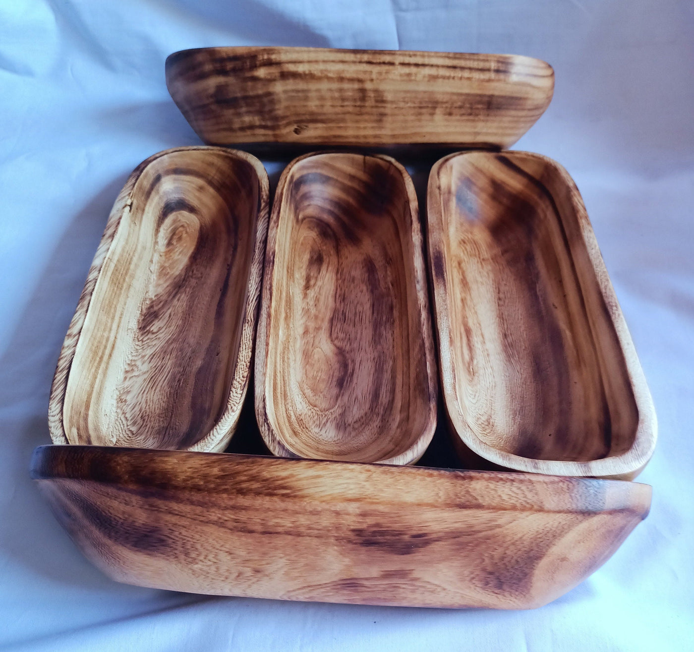 Wholesale Supply! Beautiful Candle Ready 3 Wick Dough Bowls Qty 7. Hand Carved 11×4×2.2" wood Bowl. Rustic Farm House Home Decor.DIY Candle