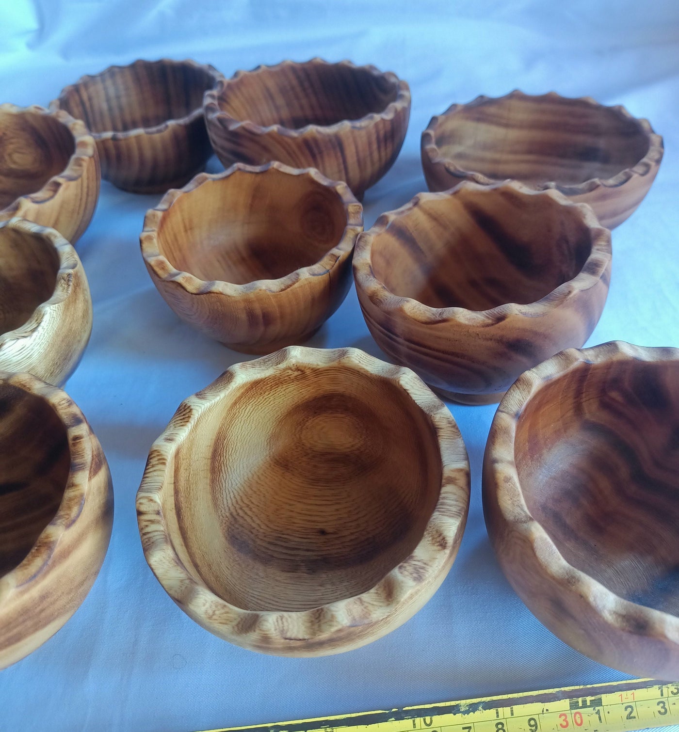 ONSALE: Wholesale  set of 10 saw-toothed Dough Bowls. 4" Diameter Wooden wax Bowls Serrations tops. DIY Candle Wax Kit.Christmas Gift items.