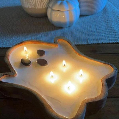 ONSALE ! BULK!The Halloween Pack of 4 handmade Candle Dough Bowls.Ghost DIY Dough Bowls Decor and Display.Farmhouse Decor Bowls Bulk Supply