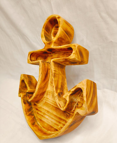 Wholesale Anchors Dough Bowls 8x11" Hand carved wood Anchor Bowl set of 12pcs Summer Candles Decoration Gift items  Bowls.wooden Candle Gift