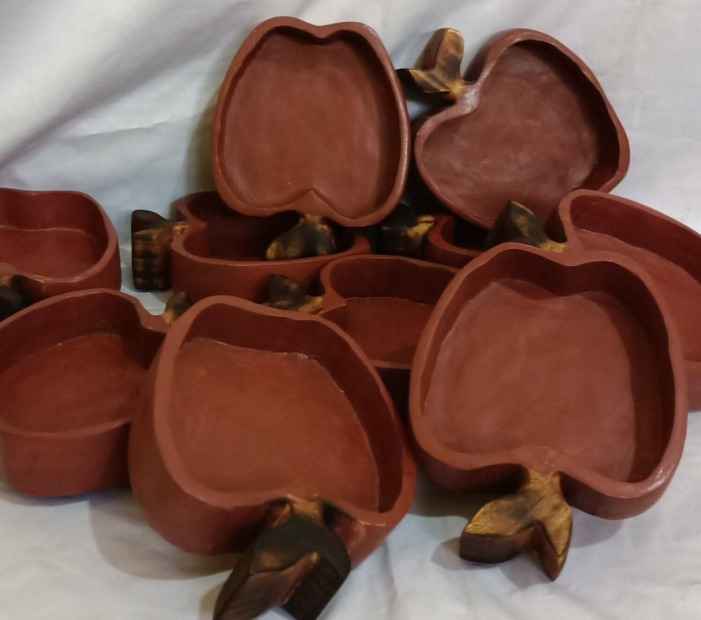 Handmade Apple Dough Bowls set of 5. Wholesale Supply Candle Ready Apple Bowls 7"X6"x2".DiY Candle Pour .Gift items.Candle makers Decor