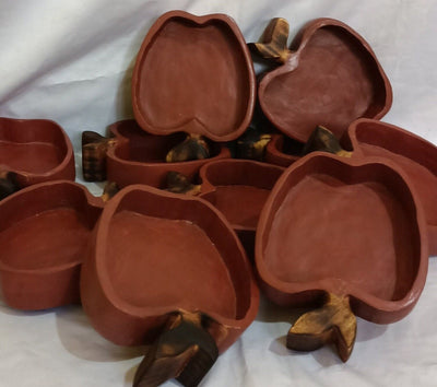 Handmade Apple Dough Bowls set of 5. Wholesale Supply Candle Ready Apple Bowls 7"X6"x2".DiY Candle Pour .Gift items.Candle makers Decor