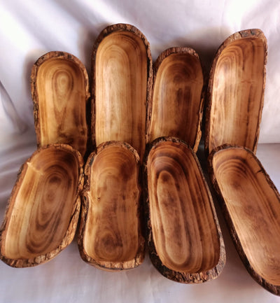 Wholesale Supply.Unique Newly Handcarved Dough Bowls For Candle with the bark  set of 8 medium-4 and small-4 mix 11"and 9".Rustic Home Decor