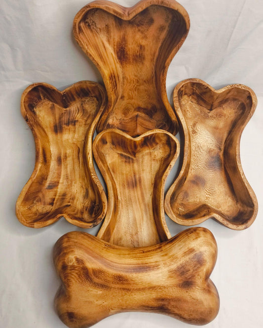 10x6" Wooden Borne shaped Candle   Dough Bowl set of 5pcs wood Borny Bowls for the Dog Candle  Gift items pet feeding Farmhouse outdoor Deco