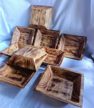 CLEARANCE SALE Bulk Offer Handmade 7" Square  wooden Dough Bowls Set of 10 Candle Fill wax bowls Modern Farmhouse Decor Display Gift Bowls