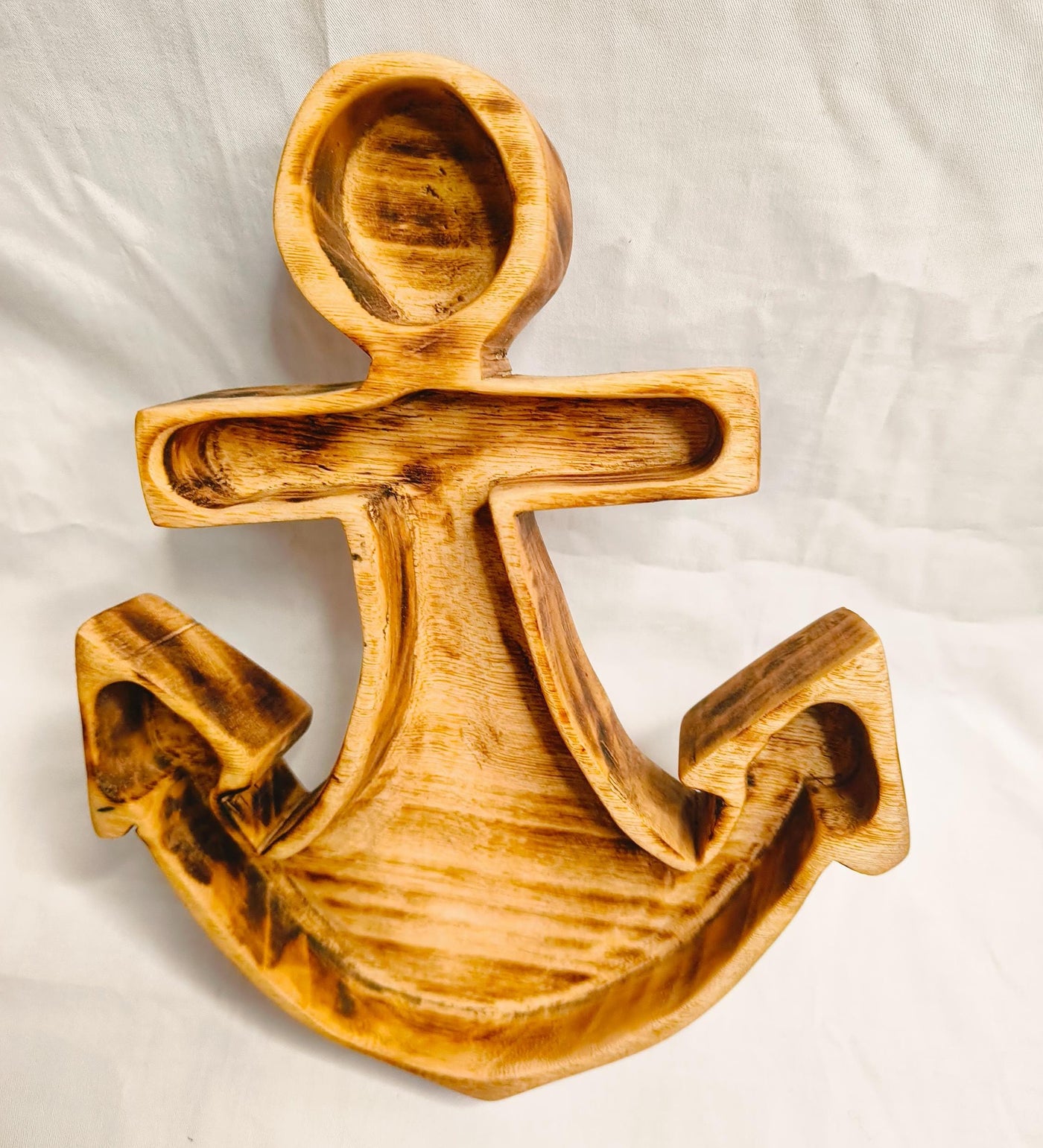 The Anchor Dough Bowls.8x11" wood Anchor Bowl Hand carved set of 4pcs Summer Candles Decoration Gift items  Bowls.wooden  Anchor Candle Bowl