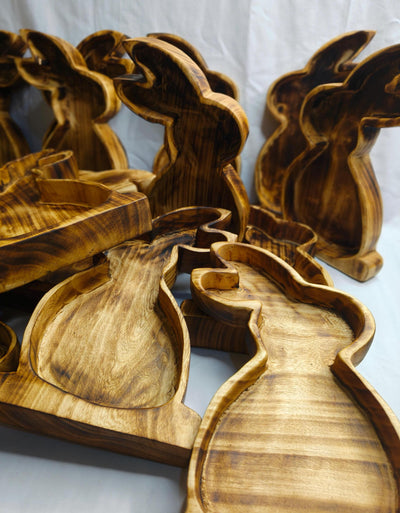 Easter Bunnies Bowls/10x6" wooden Dough Bowls Easter Bunnies set of 5pcs/Easter Candles Gift items wax pour Farmhouse DIY Decor Bowls