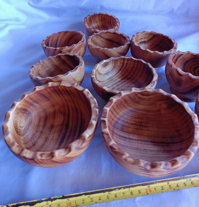 ONSALE: Wholesale offer  10 saw-toothed Dough Bowls. 5" Diameter Wooden wax Bowls Serrations tops. DIY Candle Wax Kit.Christmas Gift items.