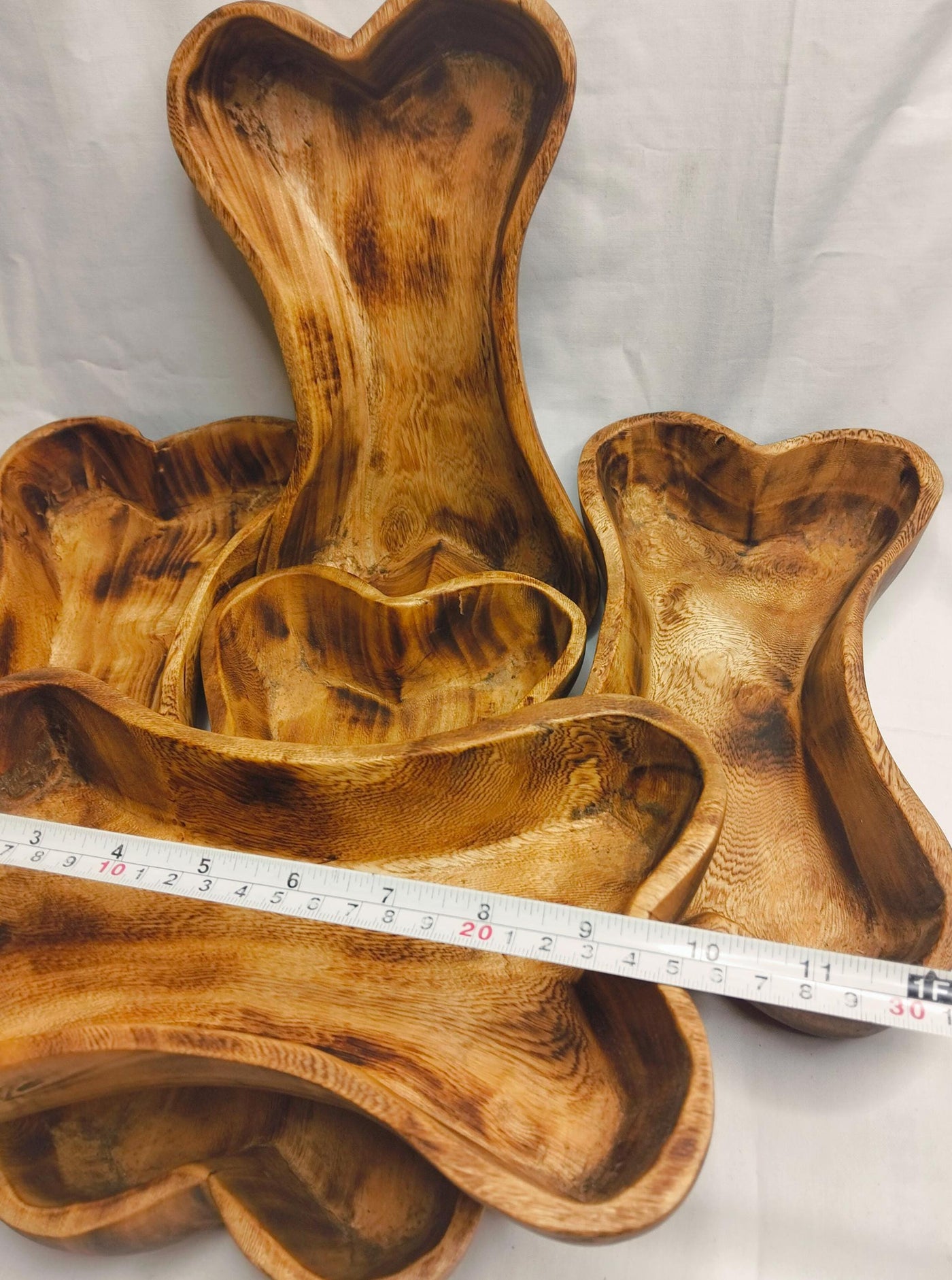 10x6" Wooden Borne shaped Candle   Dough Bowl set of 5pcs wood Borny Bowls for the Dog Candle  Gift items pet feeding Farmhouse outdoor Deco