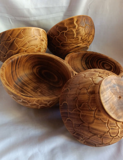 New Bowls Alert!.Perfect Animal Print Machine Cut 5" Diam,2" HT Dough Bowls.Unique Giraffe Print Hand finished Bowls set of 10.DIY Candle