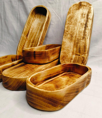 Rustic Wooden Dough Bowl for Candle Making |Hand-Carved Wood Candle Vessels| Farmhouse Decor Candle Bowls set of 6/ Reusable Wood wax Bowl