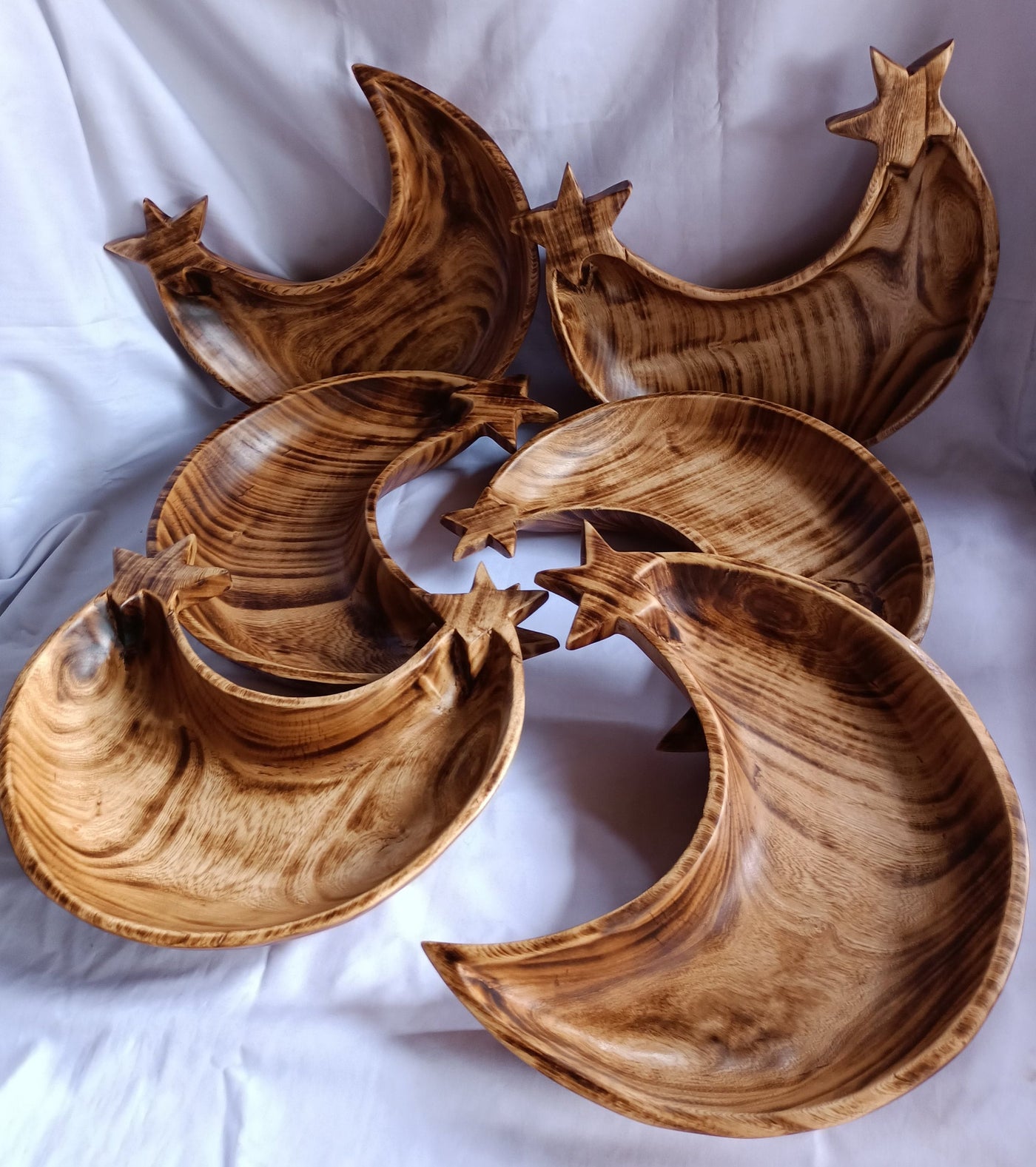 Bulk Supplies. Unique Double Star cresent Moon shaped Handcarved Dough Bowls set of 5. Diy Candle Bowls. Farmhouse Decor Bowls.Gift items.