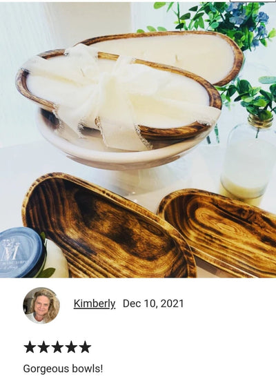 Mini Candle pour Dough Bowl wooden Farmhouse Decor wax Fill vessels set of 10 DIY Projects Gift Bowls wholesale availability 9x4x1.5 inches