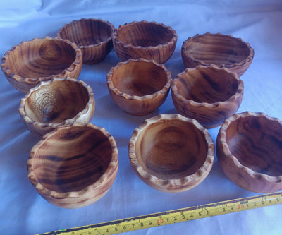 ONSALE: Wholesale  set of 10 saw-toothed Dough Bowls. 4" Diameter Wooden wax Bowls Serrations tops. DIY Candle Wax Kit.Christmas Gift items.