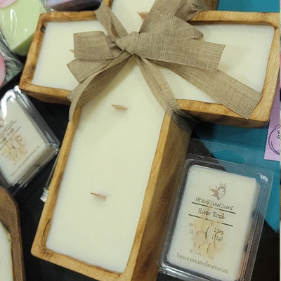 Wholesale Supply! Christian Cross Shaped wooden Dough Bowls lots of 4. Easter Gift Candle Ready  Bowls. Farmhouse Rustic Religious Decor