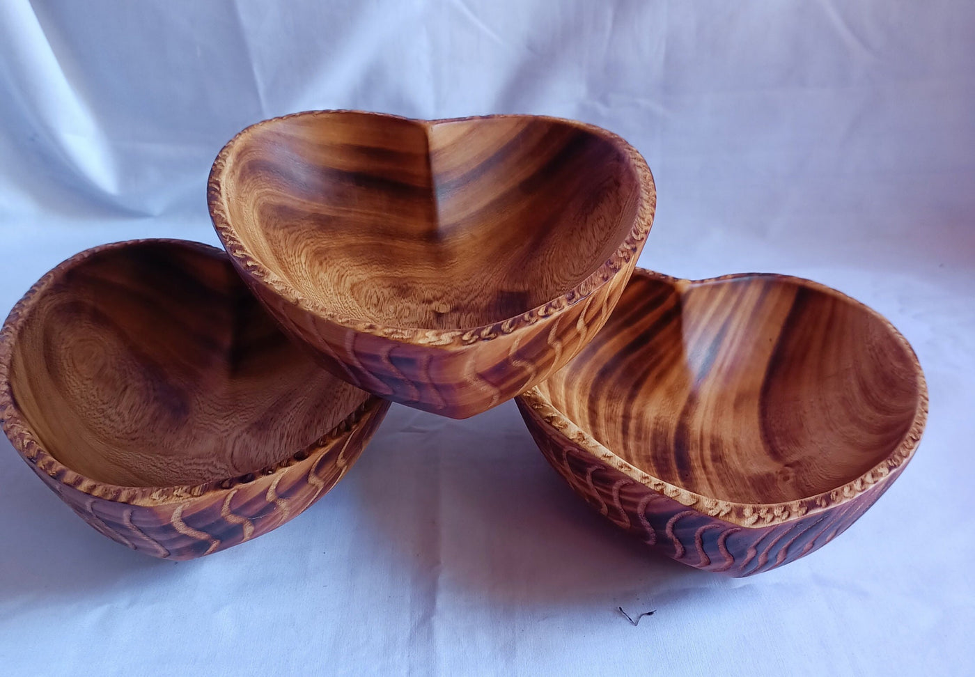 Bulk Sale! Handmade Heart shaped wooden Decorated Dough Bowls set of 8. Valentine Decor Candle Bowls. DIY Candle Gift Bowls. Farmhouse Decor