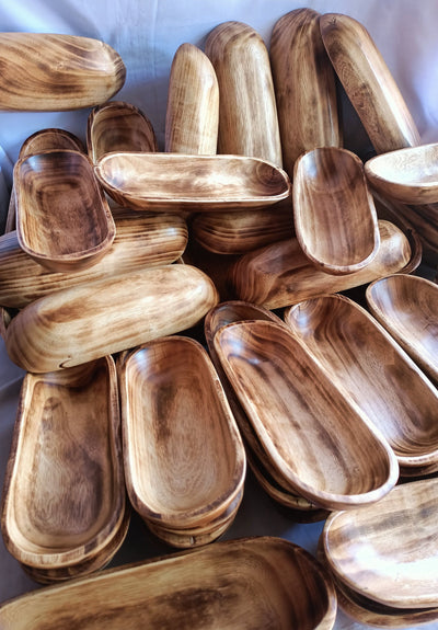 Mini Candle Vessel Dough Bowls Wooden Candle pour Handmade wax melt Bowls Farmhouse Kitchen Decor Gift Bowls Trough set qty 6 mix 9n 11 inch