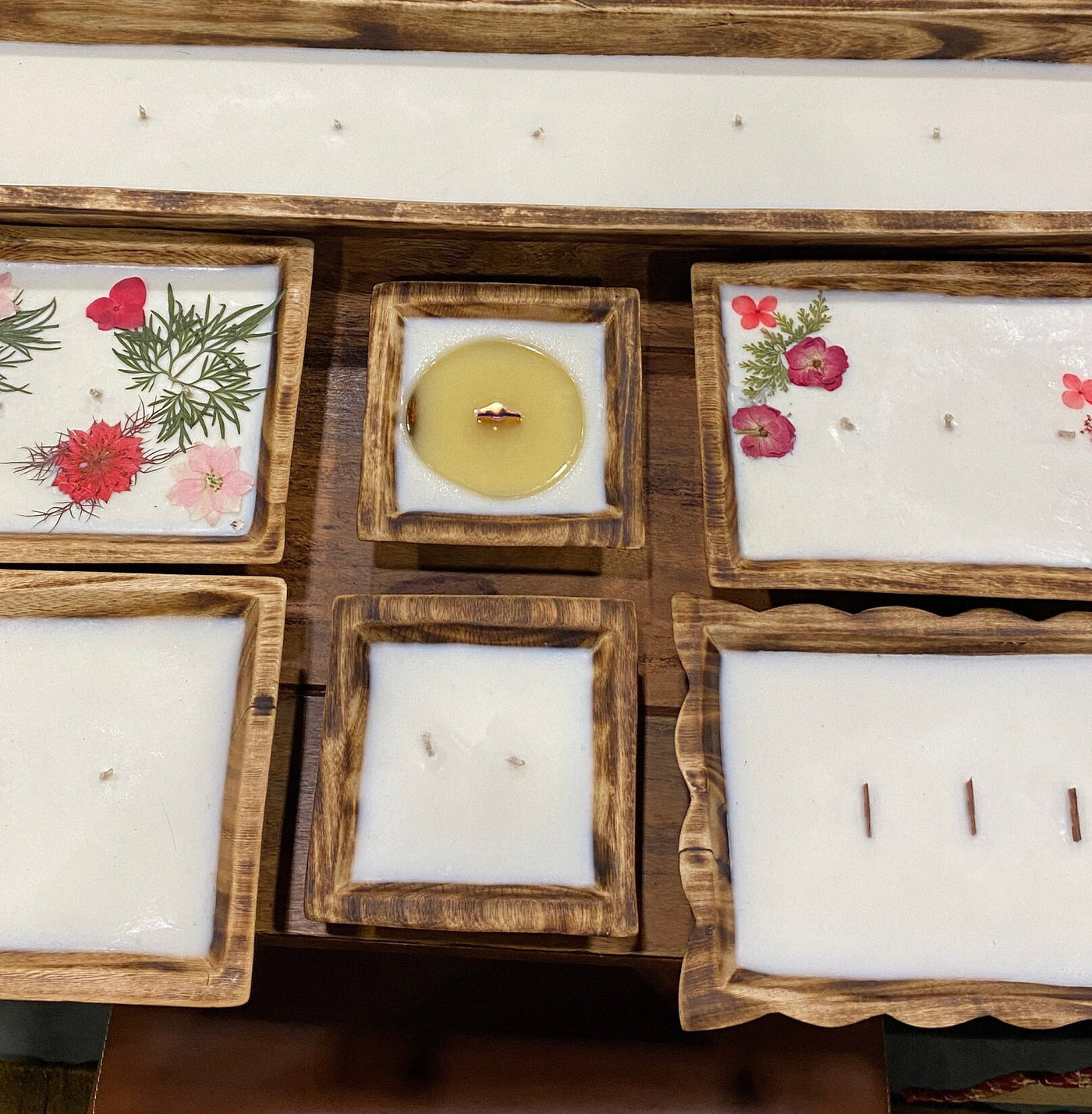 Wholesale! New Arrivals! Small Wooden Handmade 5" Square Candle Dough Bowls Set of 10.Modern Home Decor Bowls. Centerpiece Display wax Bowls