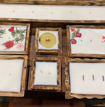 Wholesale! New Arrivals! Small Wooden Handmade 5" Square Candle Dough Bowls Set of 10.Modern Home Decor Bowls. Centerpiece Display wax Bowls