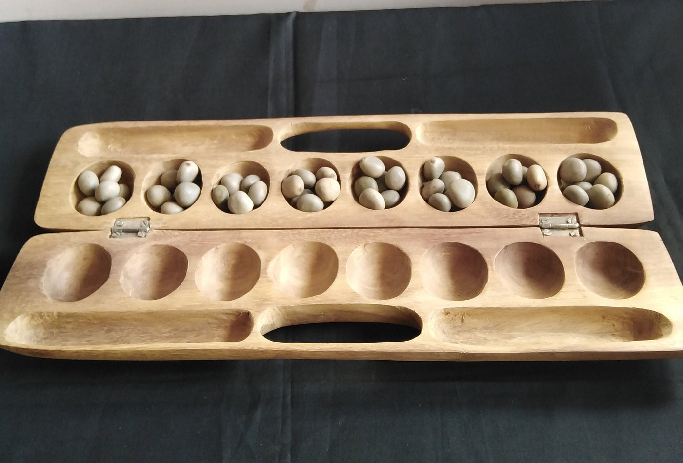 Personalised Antique Mancala Board Game.Inscribed Bao Board Game.Traditional Ajua Game.Hawalis Game of Oman.with Sago palm seeds or Marbles