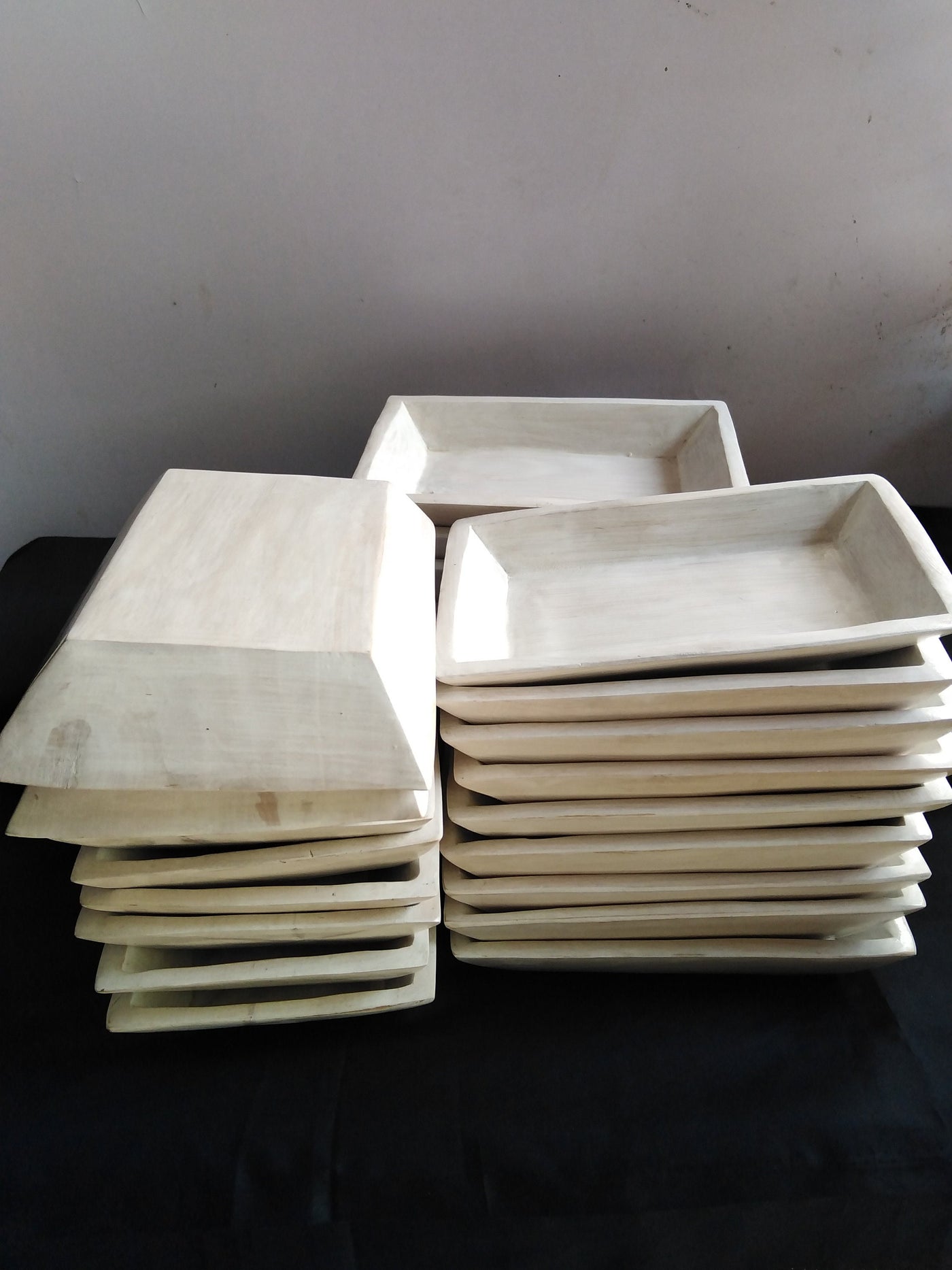 Wholesale.Unique Handcarved White Dough Bowls set of 10. Coloured Wooden multiple wick Candle Display Bowls. Fast Shippingng Bowls worldwide