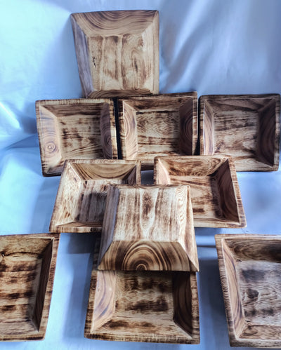 New bowls ONSALE!  Bulk Supply Handmade 7" Square  wooden Dough Bowls Set of 8. Candle Ready wax bowls.Farmhouse modern Decor Display Bowls.