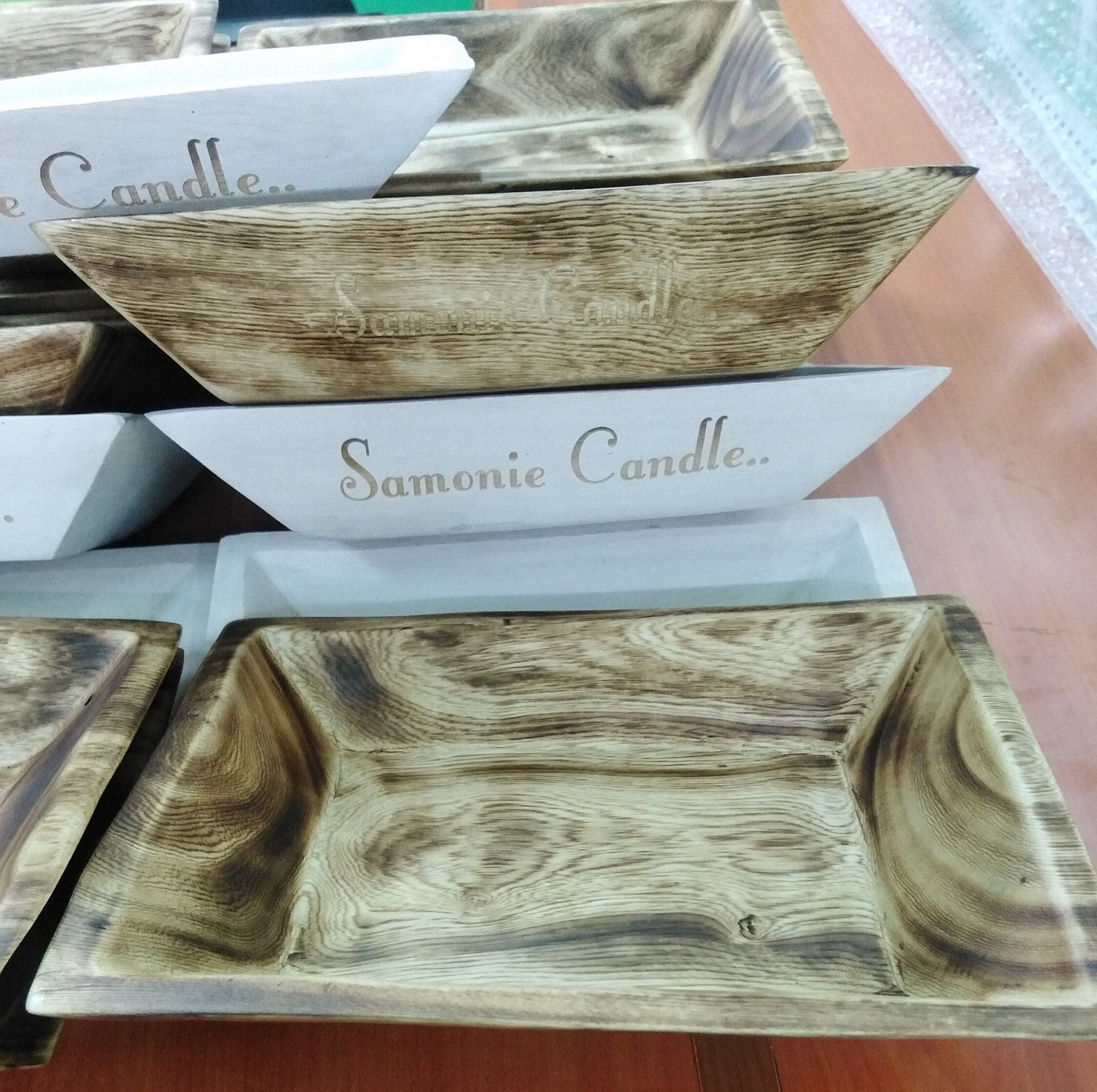 Wholesale. QTY 10 Mixed white and Natural stained Wood Engraved Dough Bowls.Decorative Candle Bowls with Initials.Express Shipping worldwide