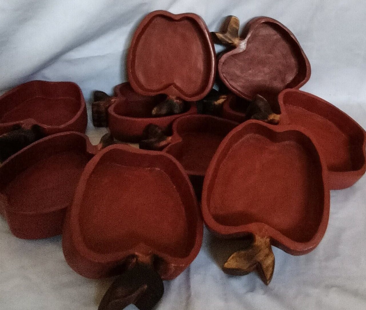 Handmade Apple Dough Bowls set of 5. Wholesale Supply Candle Ready Apple Bowls 7"X6"x2".DiY Candle Pour .Gift items.Candle makers Decor