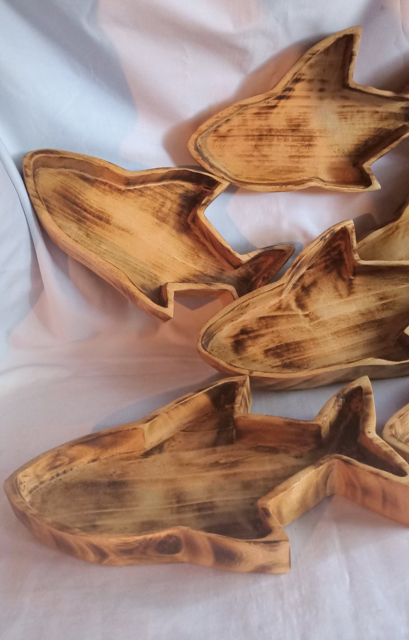 Wholesale Availability.Unique and Rare Handcrafted Shark shaped wooden Dough Bowls set of 4.Nature Bowls.New year Gift items.The Shark Bowl.