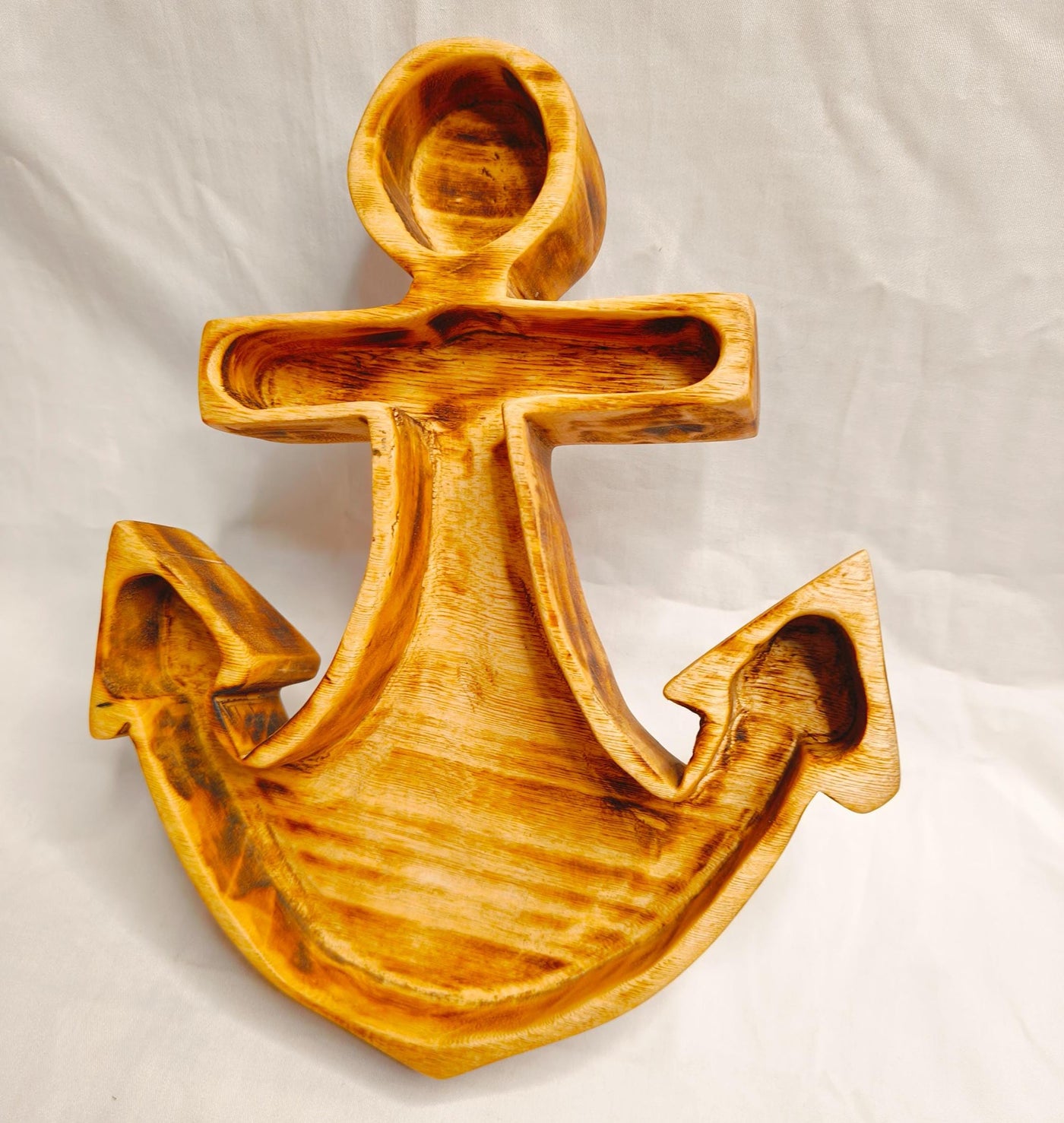 The Anchor Dough Bowls.8x11" wood Anchor Bowl Hand carved set of 4pcs Summer Candles Decoration Gift items  Bowls.wooden  Anchor Candle Bowl