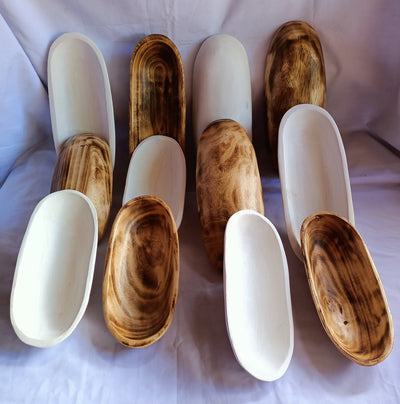 Wholesale Supply. Beautiful wooden White and Natural Candle Dough Bowls Mix of 6. Diy Candle Making Kit 9" white and 11"long Natural