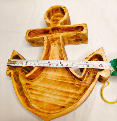 The Anchor Dough Bowls.8x11" wood Anchor Bowl Hand carved set of 4pcs Summer Candles Decoration Gift items  Bowls.wooden  Anchor Candle Bowl